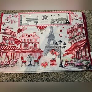 City Of Love Paris Scene Cafe Eiffel Tower Placemats Nwt Set Of 4 Mireille